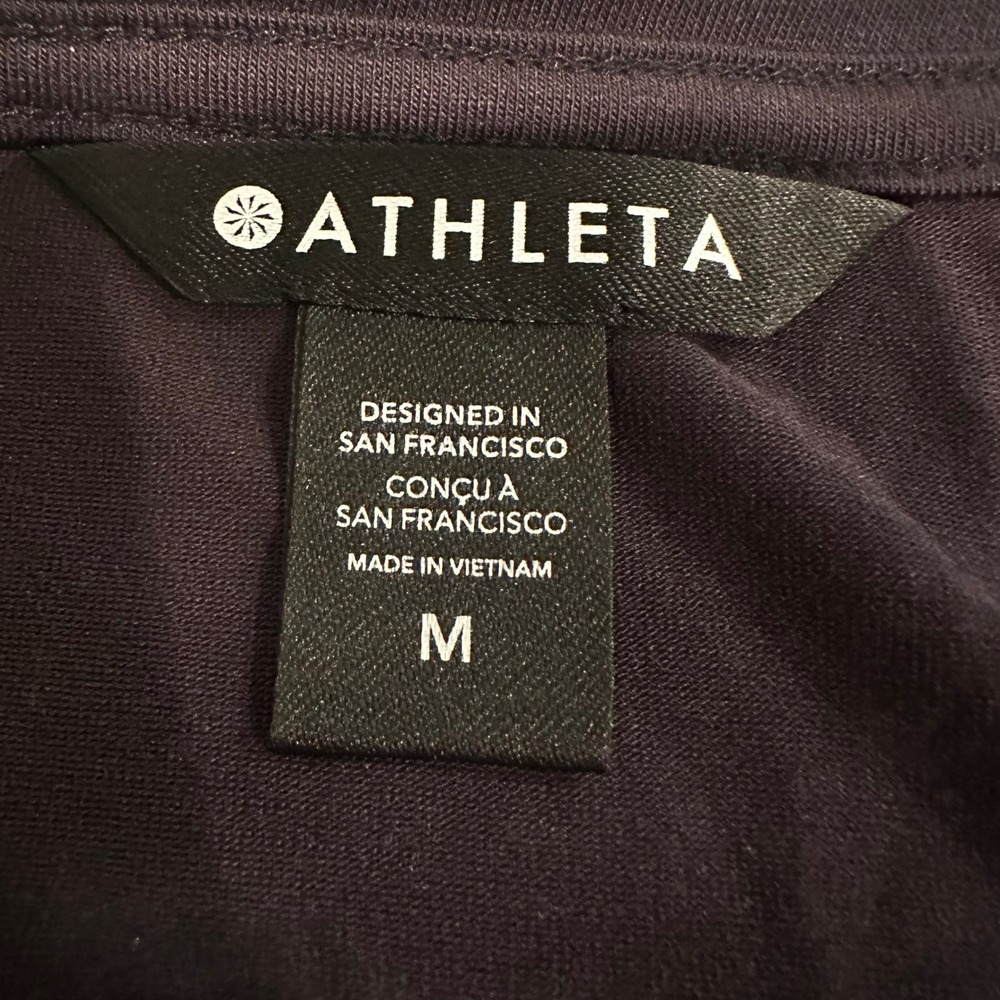 Athleta All Around Ruched Tshirt Long Sleeve Cropped Women's Medium Black Casual - Picture 5 of 8